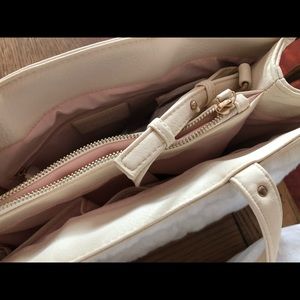 Fur/leather white handbag from charming Charlie’s